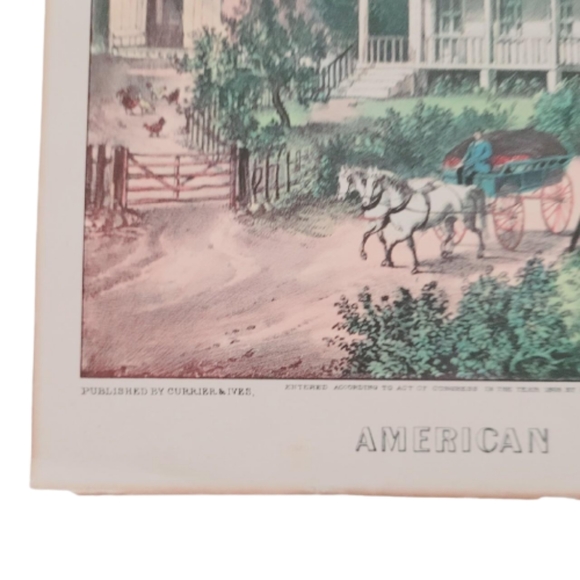 Currier & Ives American Homestead Summer Original Colored Lithograph Prints - Picture 4 of 5